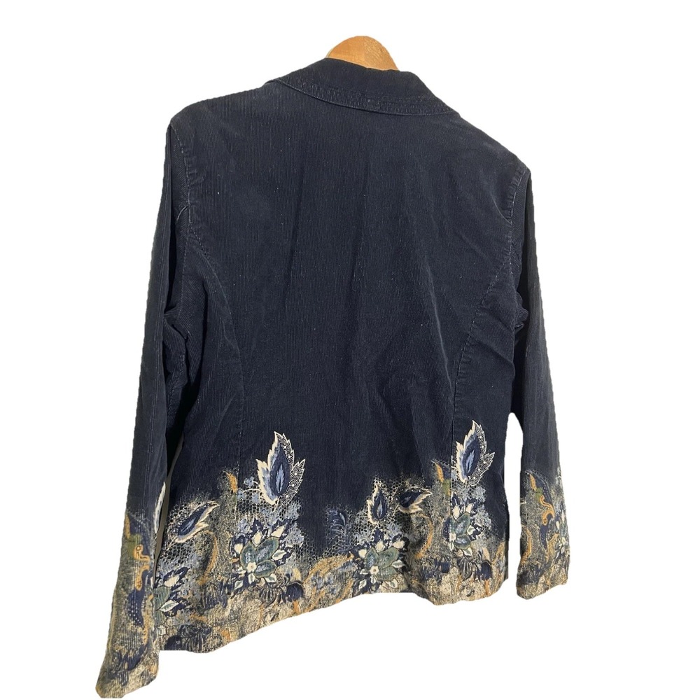 Chico Womens Blazer 2 Black Peacock Print Vintage Y2K Classic Single Breasted - Picture 13 of 16